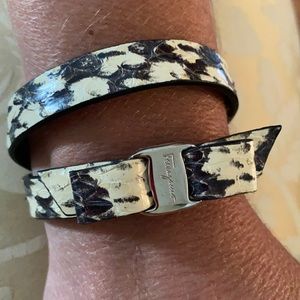 Ferragamo Vera bow reptile wrap bracelet